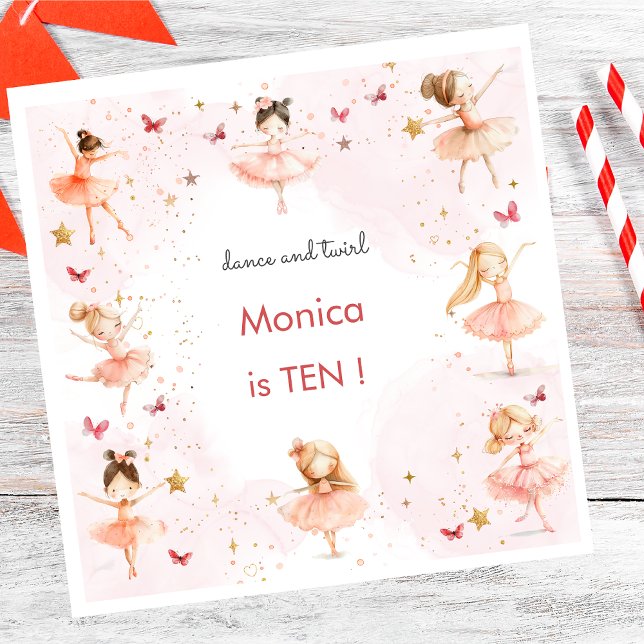 Dance and twirl cute ballerina ballet kid birthday napkin (Creator Uploaded)