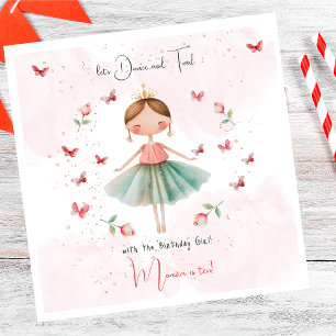 Dance and twirl cute ballerina ballet kid birthday napkin