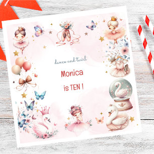 Dance and twirl cute ballerina ballet kid birthday napkin