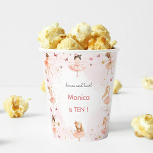 Dance and twirl cute ballerina ballet kid birthday paper cups