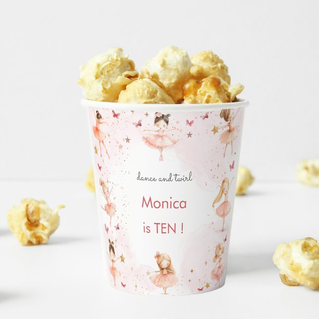 Dance and twirl cute ballerina ballet kid birthday paper cups (Creator Uploaded)