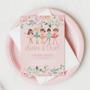 Dance and Twirl Floral Ballet Birthday Invitation
