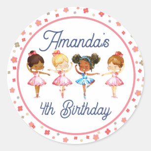Dance and Twirl Pink girl Editable Ballerina Party Classic Round Sticker