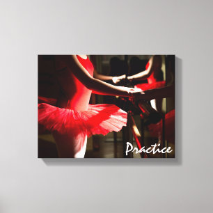 Dance Art, Ballet, Practice, Red, Black Canvas Print