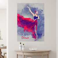 Dance Art, Dancer, Ballet, Red, Black Canvas Print
