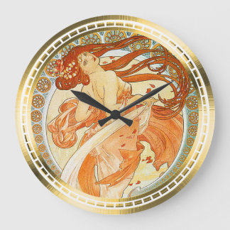 Dance - Art Nouveau Design by Mucha Large Clock