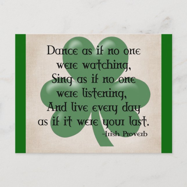 Dance as if :: Irish Proverb (Black Design) Postcard (Front)