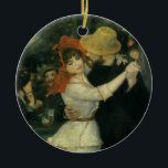 Dance at Bougival by Pierre Renoir, Vintage Art Ceramic Tree Decoration<br><div class="desc">Dance at Bougival (1883) by Pierre Renoir is a vintage impressionism fine art love and romance portrait painting. The newly wed dancers are dressed in casual clothes and wearing hats. A romantic newlywed man and woman couple ballroom dancing. About the artist: Pierre-Auguste Renoir an artist who was a leading painter...</div>