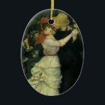 Dance at Bougival by Pierre Renoir, Vintage Art Ceramic Tree Decoration<br><div class="desc">Dance at Bougival (1883) by Pierre Renoir is a vintage impressionism fine art love and romance portrait painting. The newly wed dancers are dressed in casual clothes and wearing hats. A romantic newlywed man and woman couple ballroom dancing. About the artist: Pierre-Auguste Renoir an artist who was a leading painter...</div>