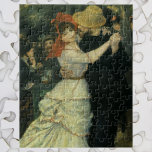 Dance at Bougival by Pierre Renoir, Vintage Art Jigsaw Puzzle<br><div class="desc">Dance at Bougival (1883) by Pierre Renoir is a vintage impressionism fine art love and romance portrait painting. The newly wed dancers are dressed in casual clothes and wearing hats. A romantic newlywed man and woman couple ballroom dancing. About the artist: Pierre-Auguste Renoir an artist who was a leading painter...</div>
