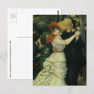 Dance at Bougival by Pierre Renoir, Vintage Art Postcard
