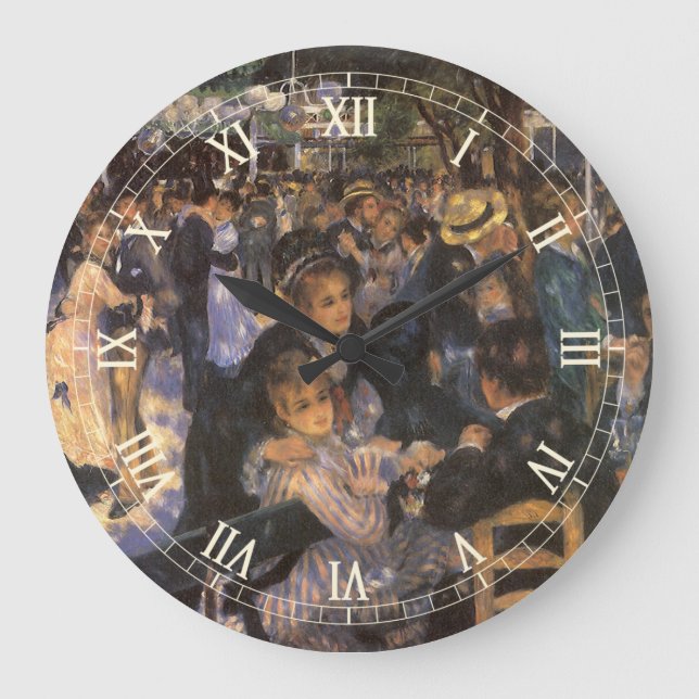 Dance at Le Moulin de la Galette by Pierre Renoir Large Clock (Front)