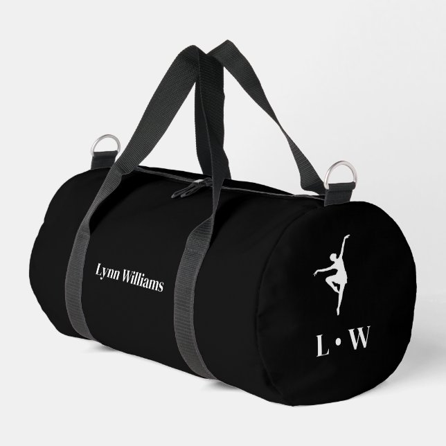 Dance Bag | Black Initials Name Duffle Bag (Left Corner)