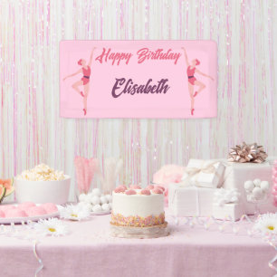 Dance Ballerina Personalised Happy Birthday Pink Banner