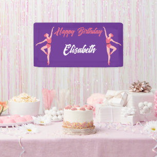 Dance Ballerina Personalized Happy Birthday Banner