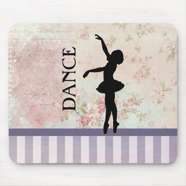 Dance - Ballerina Silhouette on Vintage Background Mouse Pad (Front)