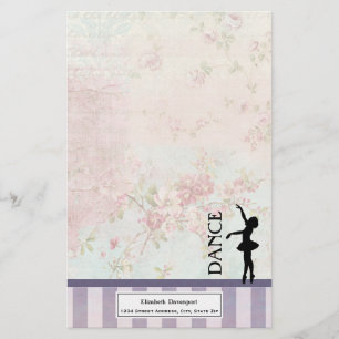 Dance - Ballerina Silhouette on Vintage Background Stationery