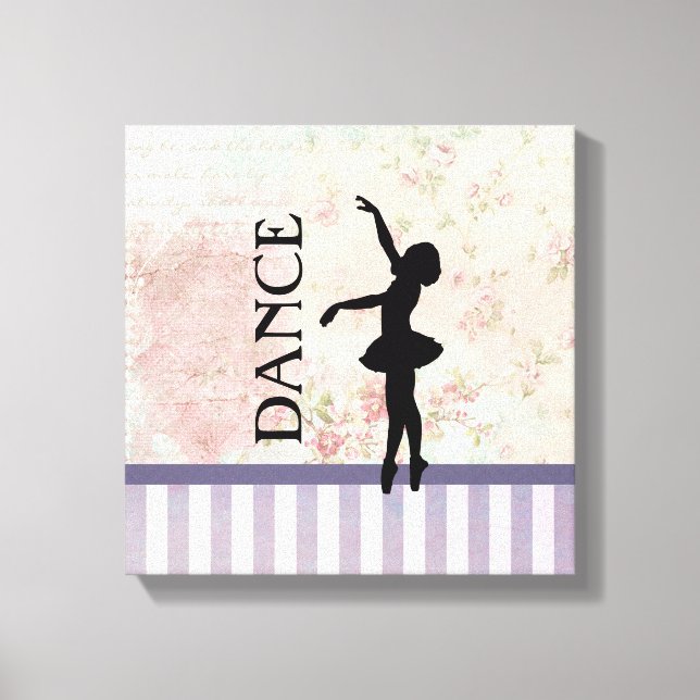 Dance - Ballerina Silhouette Vintage Background Canvas Print (Front)
