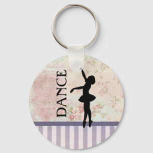 Dance - Ballerina Silhouette Vintage Background Key Ring