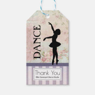 Dance - Ballerina Silhouette Vintage Thank You Gift Tags