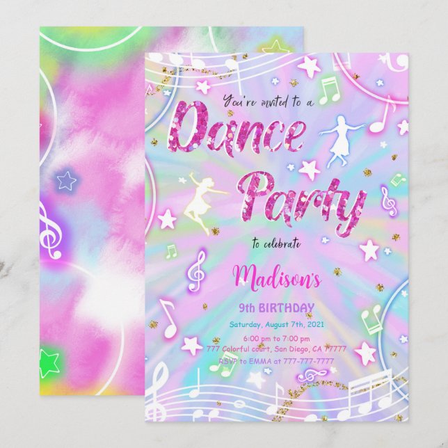 Dance Birthday Invitation (Front/Back)