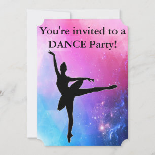 Dance Birthday Party Invitations in Pink / Blue