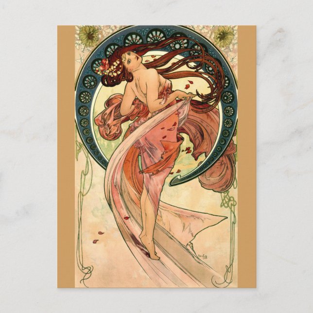 Dance by Alfons Mucha - Art Nouveau Postcard (Front)