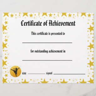 Dance Certificate of Achievement - Stars Arabesque Flyer