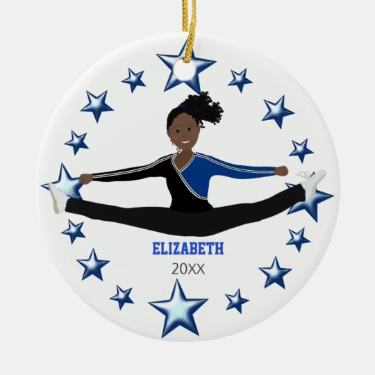 Dance Cheer African American Blue And Black Christmas Ornament