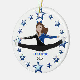 Dance Cheer Dark Brunette Blue And Black Ceramic Tree Decoration