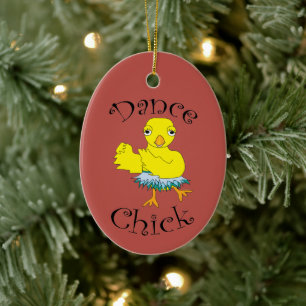 Dance Chick Text Ceramic Tree Decoration