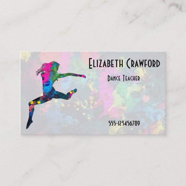 Dance Class or Teacher Colourful Business Card (Front)