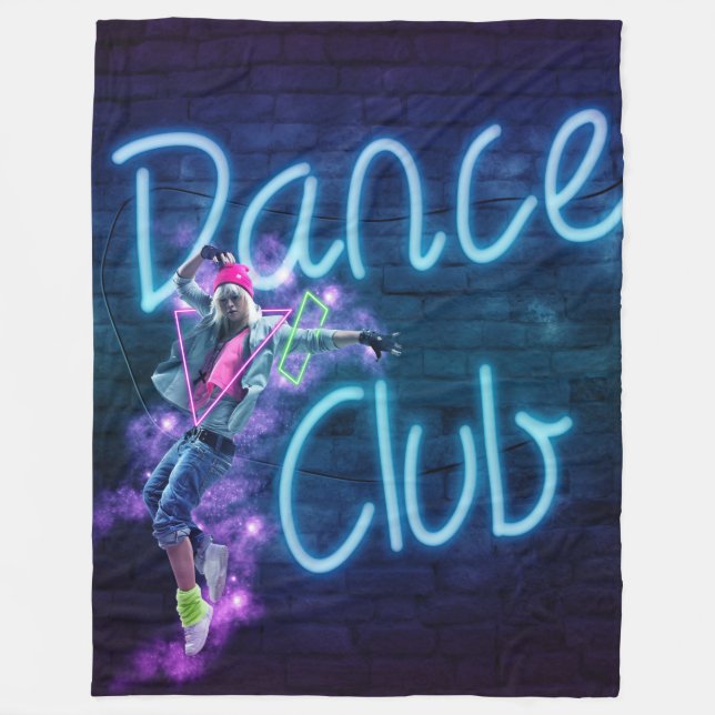 Dance Club Neon Graffiti Wall With  Fleece Blanket (Front)