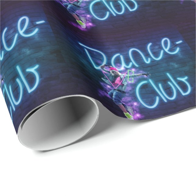 Dance Club Neon Party Dancer Wrapping Paper (Roll Corner)