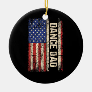 Dance Dad US American Flag Shirt Dancer Dancing Fa Ceramic Tree Decoration
