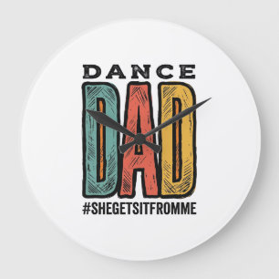 Dance Dad Vintage Typography Shirt Design_1 Large Clock