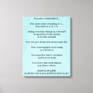 Dance, Dancer, Ballet, Hip Hop, Jazz, Tap, Modern, Canvas Print