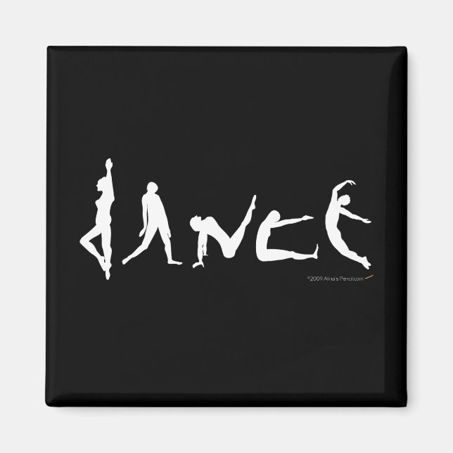 Dance Dancing Silhouette Black and White Magnet (Front)