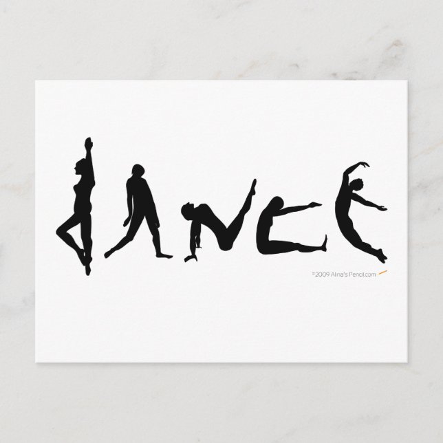 Dance Dancing Silhouette Design Postcard (Front)
