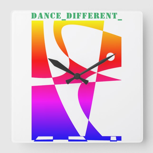 DANCE_DIFFERENT_ Rainbow Square Wall Clock (Front)