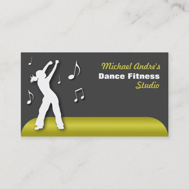 Dance Fitness Yellow Business Cards (Front)