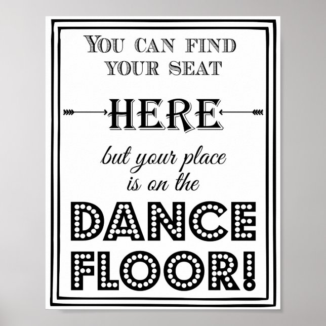 Dance floor seating plan wedding or party sign (Front)