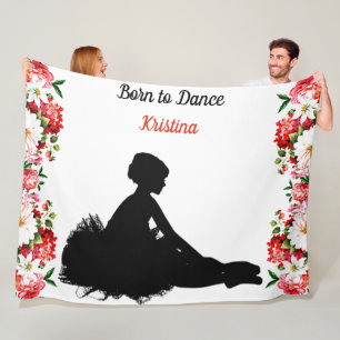 Dance Floral "Born to Dance" Personalised Fleece Blanket