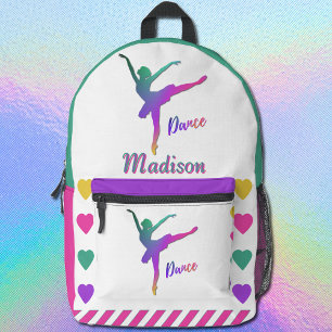 Dance Girl Ombre Heart Love Dancing Colour Blockin Printed Backpack