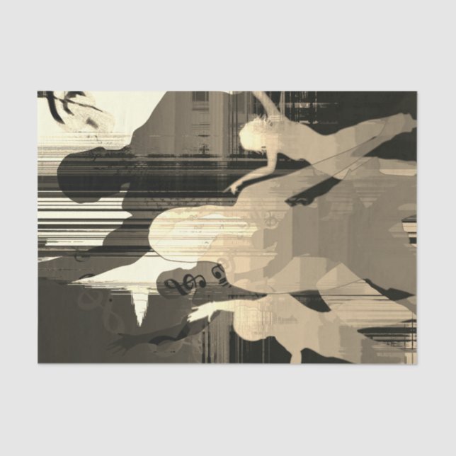 Dance Girls Sepia Modern Decoupage Tissue Paper (Front)