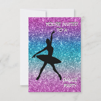Dance Glitter Ombre Birthday Party Invitation