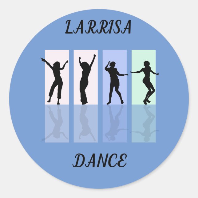 Dance glossy stickers. Personalised name. Classic Round Sticker (Front)
