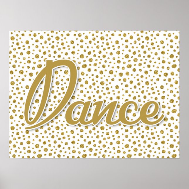 Dance Gold Dots - Gold White Dancing Poster (Front)