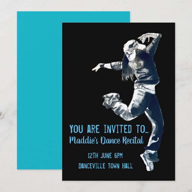 Dance hip hop modern dance recital invitation (Front/Back)