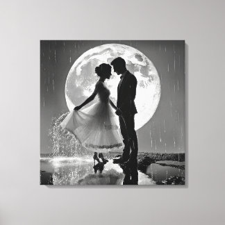 "Dance in the Rain – Moonlit Romance" Canvas Print